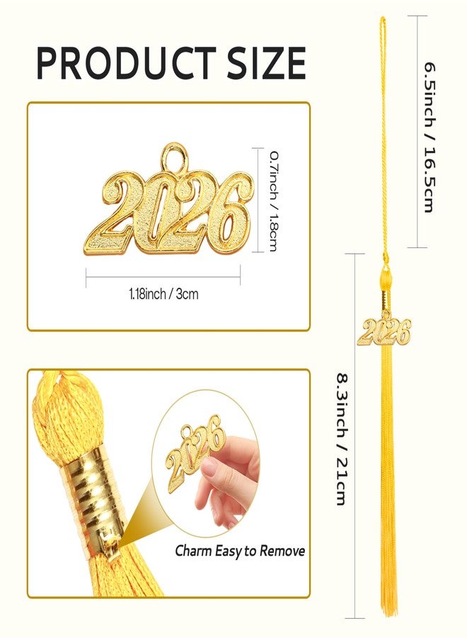 Nelisylux 2026 Tassel Graduation, Gold Graduation Tassel, Tassel Charms for Graduations Cap Decorations, Tassels Memorial Grad Cords Class of 2026 College High School Graduate Hat Ceremonies Accessories - Image 2